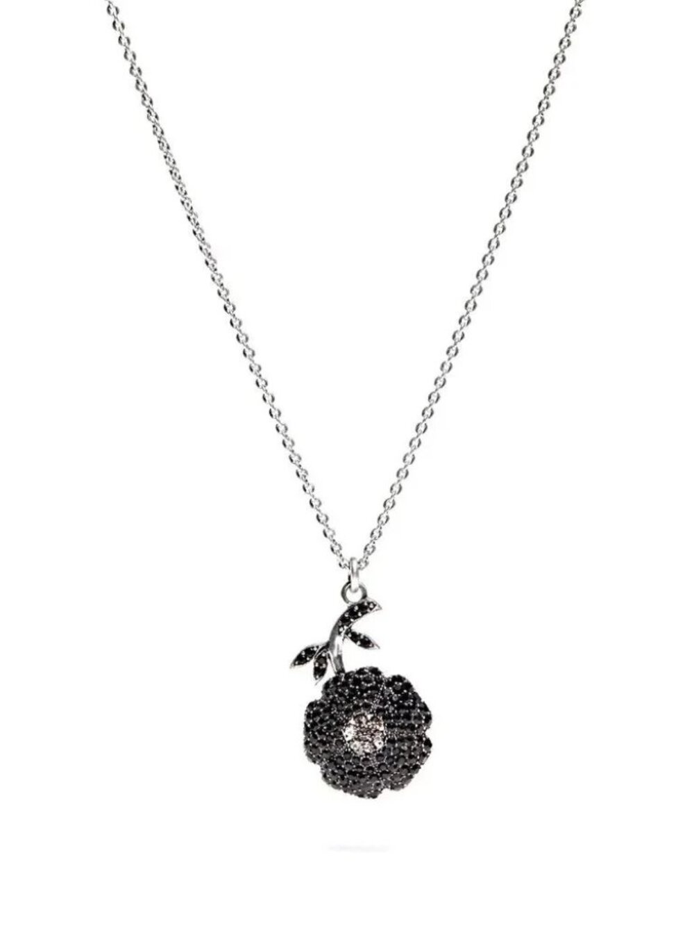 Coach | Art Deco Black Crystal Jet Flower Necklace | 16-18" | C7835